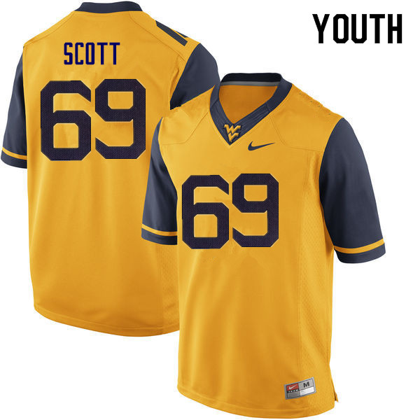 NCAA Youth Blaine Scott West Virginia Mountaineers Yellow #69 Nike Stitched Football College Authentic Jersey DB23K42XR